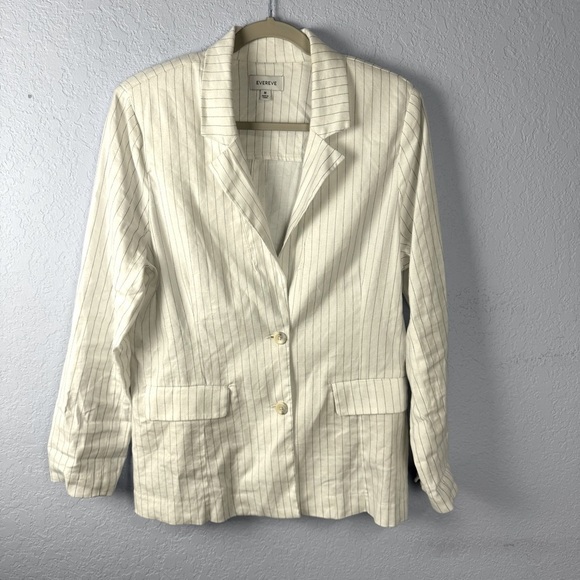 Evereve Clarkson White Striped Linen Blend Jacket - Picture 1 of 6
